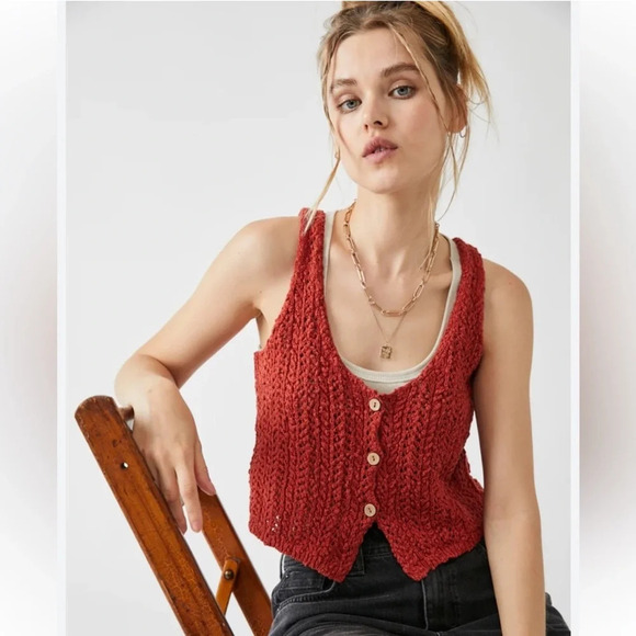 Free People Women's Care FP Stanley Cotton Vest - Picture 1 of 9
